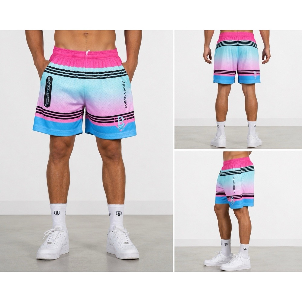 Baseball Lifestyle 101 BL101 Cotton Candy Mesh Shorts Men's Medium NWT Pink